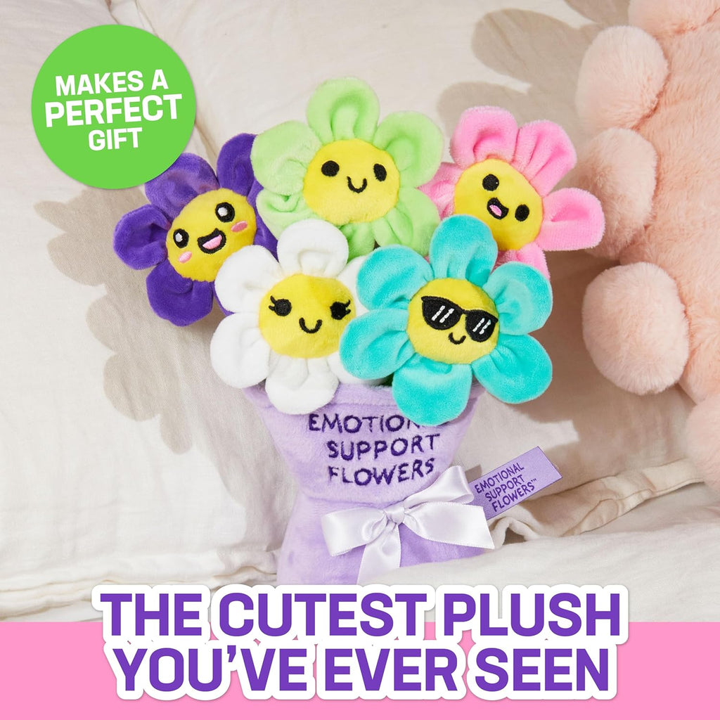 Emotional Support Flowers by Relatable, Cuddly Stuffed Animals and Toys, Squishy Toys and Plushies, Great Gift Ideas for Loved Ones of All Ages, Includes 5 Plushies with Carrying Basket