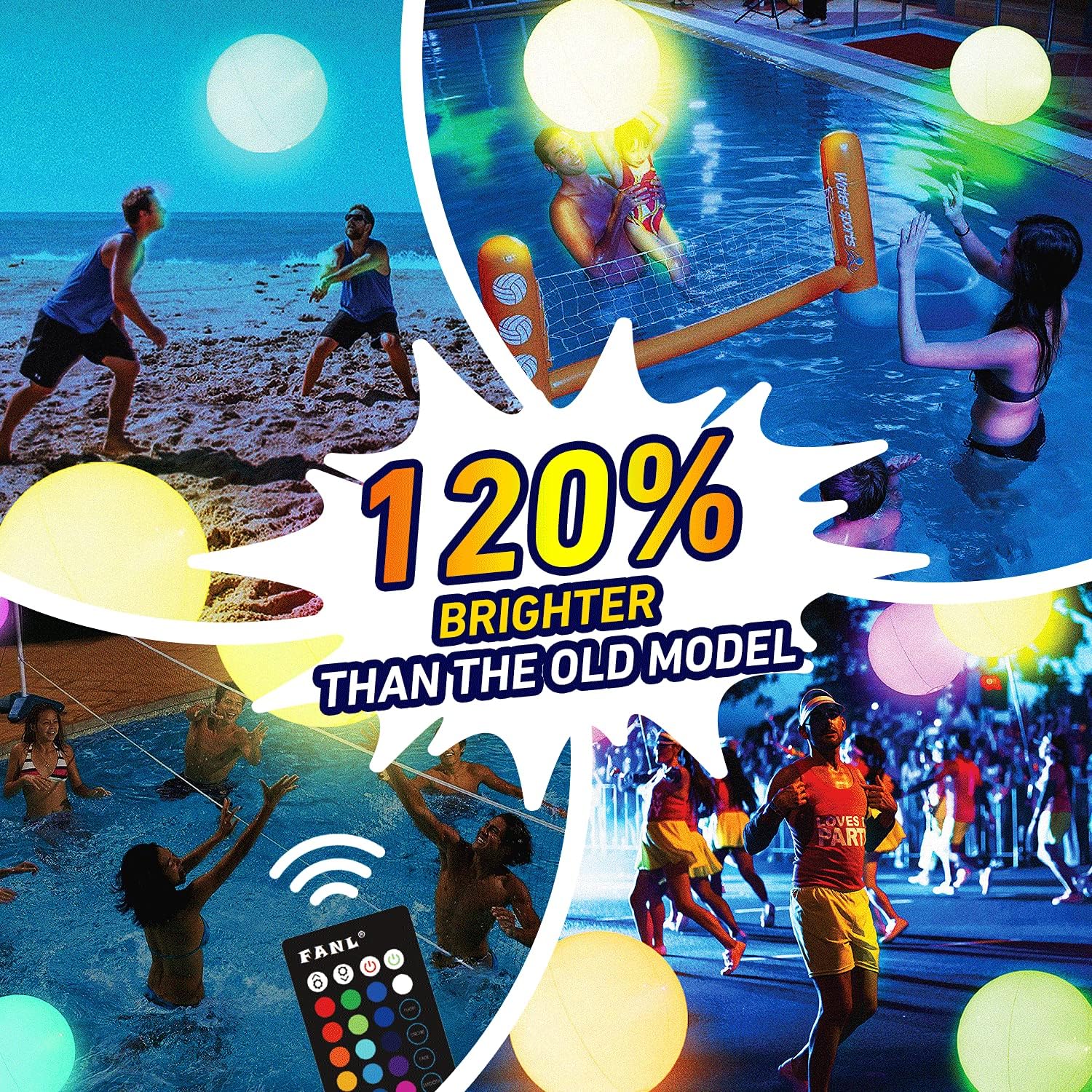 Pool Toys - LED Beach Ball with Remote Control - 16 Colors Lights and 4 Light Modes, 100ft Control Distance - Outdoor Beach Party Games for Kids Adults, Pool Patio Garden Decorations (1PCS).