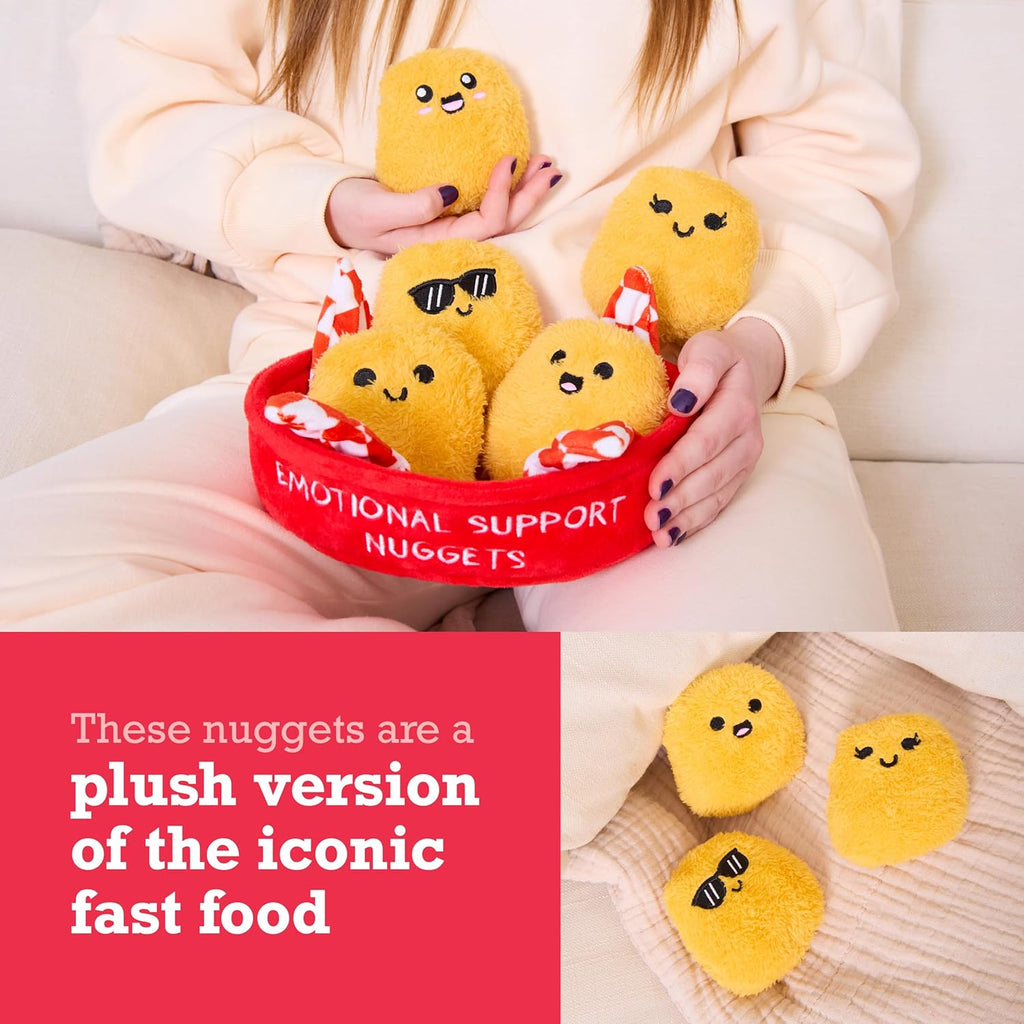 Emotional Support Chicken Nuggets by Relatable, Cuddly Plush Collectibles and Squishy Toys, Cozy Fall Gifts and Fun Trick or Treat Toys, Includes 5 Plushies with Carrying Basket