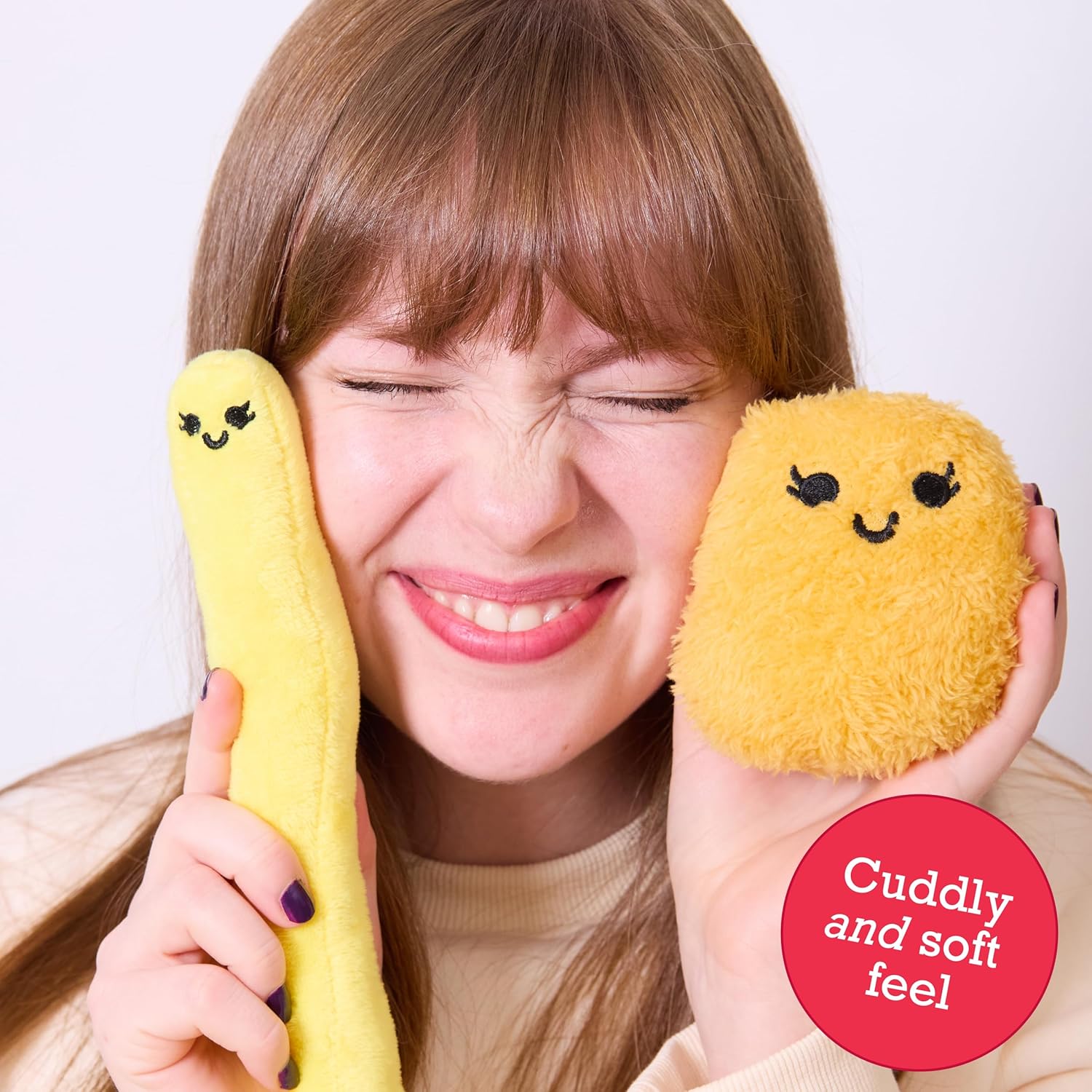 Emotional Support Chicken Nuggets by Relatable, Cuddly Plush Collectibles and Squishy Toys, Cozy Fall Gifts and Fun Trick or Treat Toys, Includes 5 Plushies with Carrying Basket